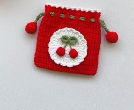Cherry Drawstring Bag Crochet Pattern