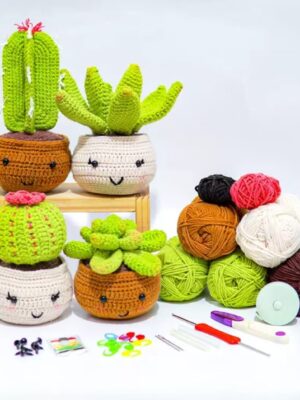 4 DIY Crochet Cactus Material Kits