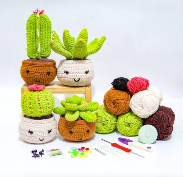 1 4 DIY Crochet Cactus Material Kits