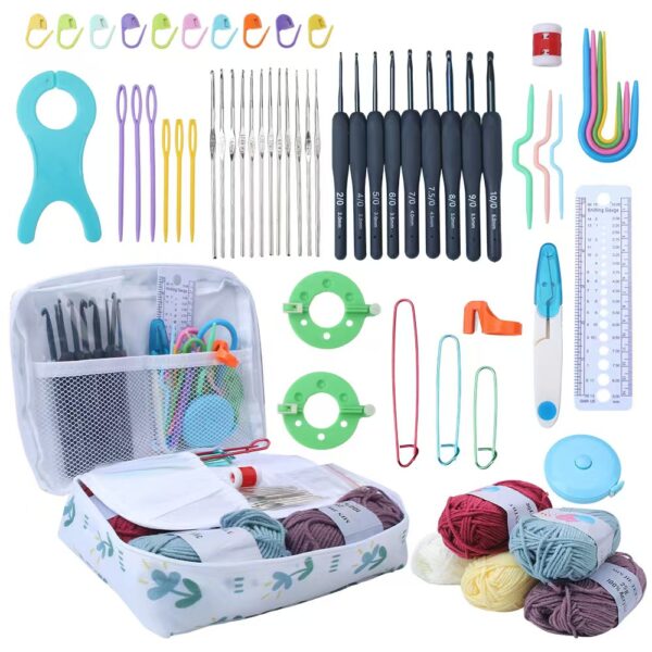 Complete Crochet Hook Kit for Beginners, Portable Yarn Knitting & Crochet Tools Set, DIY Craft Supplies with Storage Bag