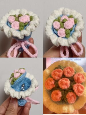Hand-Crocheted Rose Bouquet Ring Box